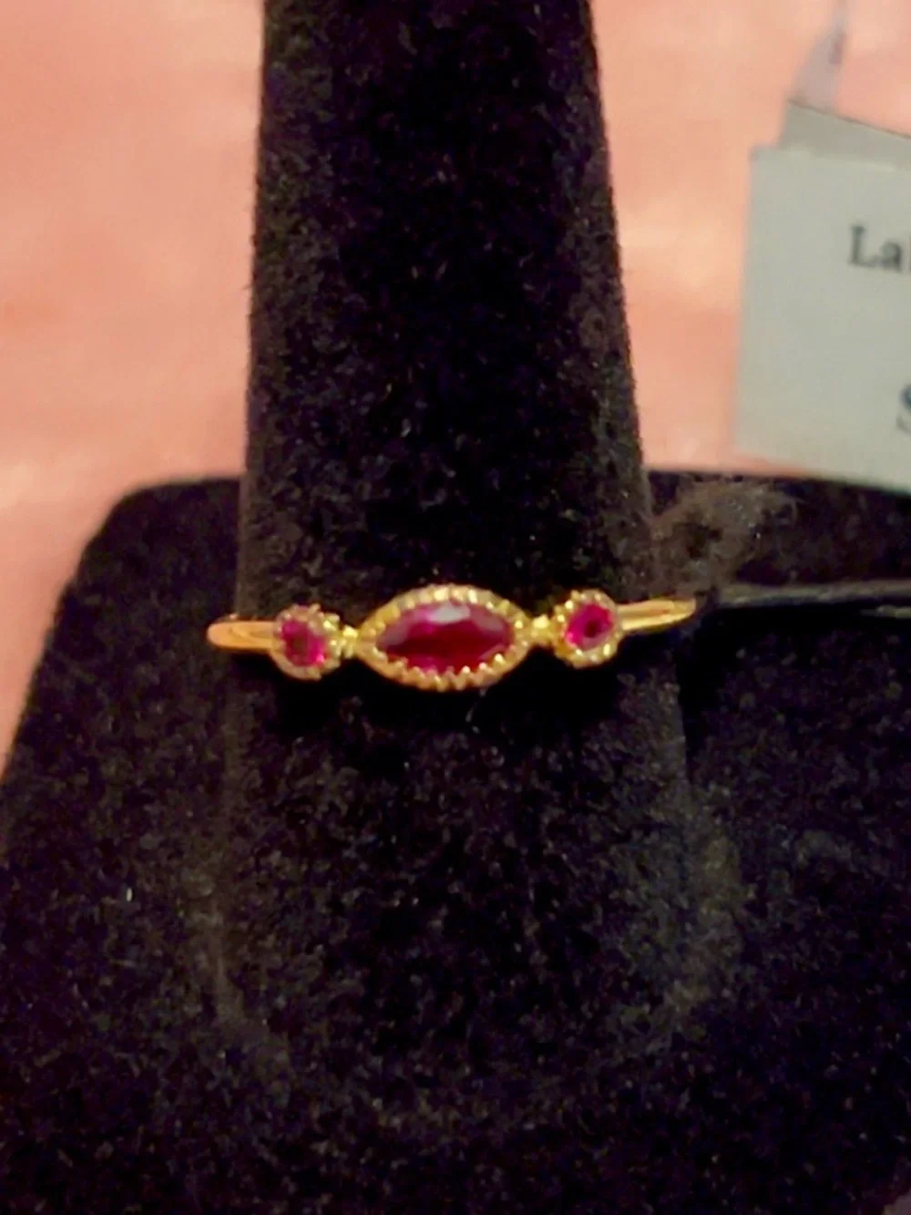 Lab Created Ruby gold tone